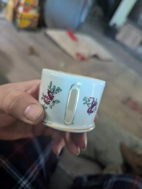 Mysteries solved by the wisdom of the web - #14 Tiny Ceramic Cup With a Side Slot — Any Idea What This Was For?