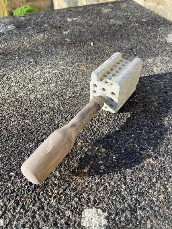 Mysteries solved by the wisdom of the web - #16 Stone Block With Wooden Handle Found on a Farm — Curious Tool?