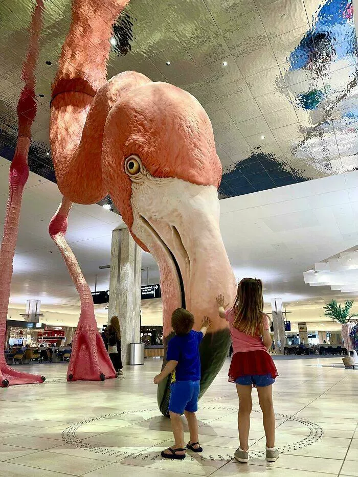 Photos so unreal youd think theyre edited - #5 Tampa Airport’s Giant Flamingo Is the Star of the Terminal