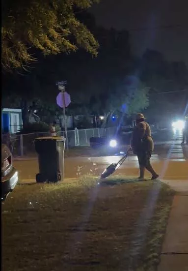 Modern moments that would baffle granny - #5 This Man Vacuums His Lawn at Night — Because Why Not?