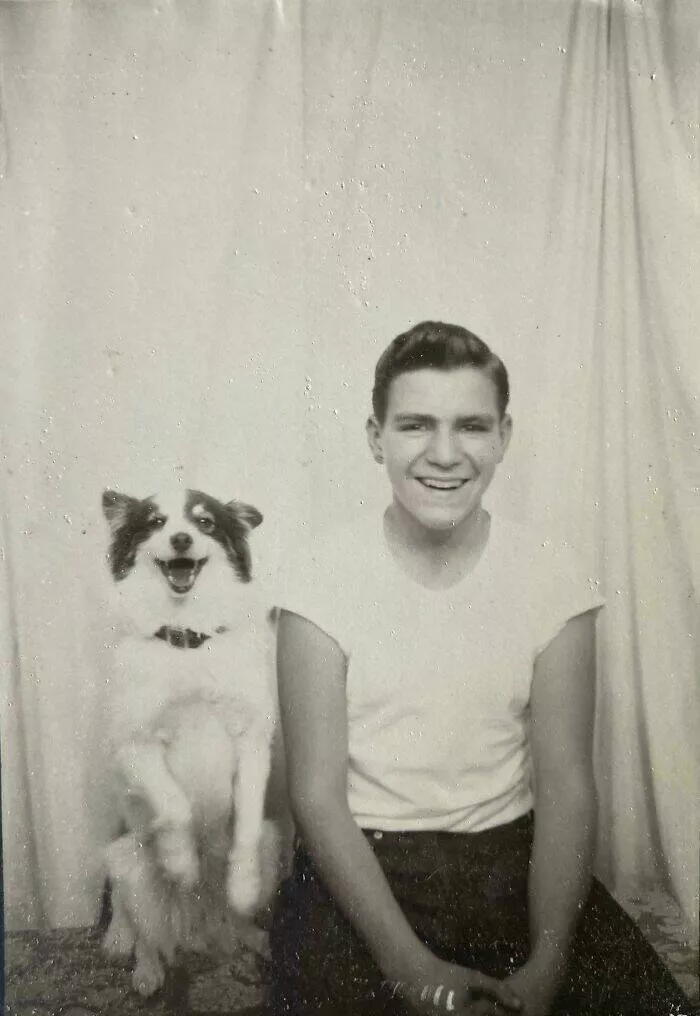 Photos du passe qui resonnent encore aujourdhui - #8 Mon père avec son chien fidèle, photo de 1954. Il nous a quittés en 2021