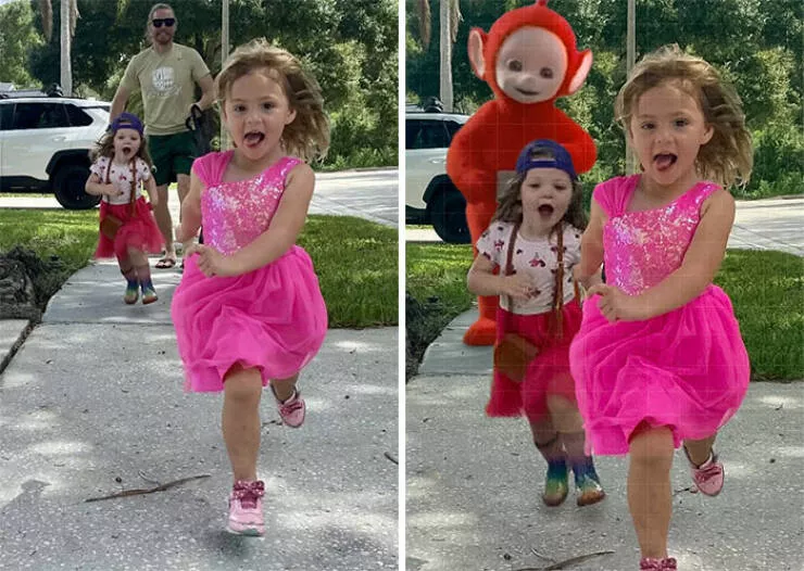 Quand des gens ont demande des retouches photo et ont eu des resultats hilarants - #13 Déplacez la petite fille vers l’avant, supprimez le monsieur, et ajoutez un décor amusant svp !
