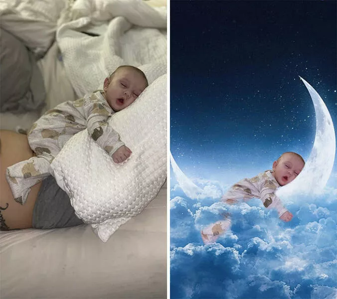 Quand des gens ont demande des retouches photo et ont eu des resultats hilarants - #2 Quelqu’un peut le faire paraître en train de dormir sur la lune ?