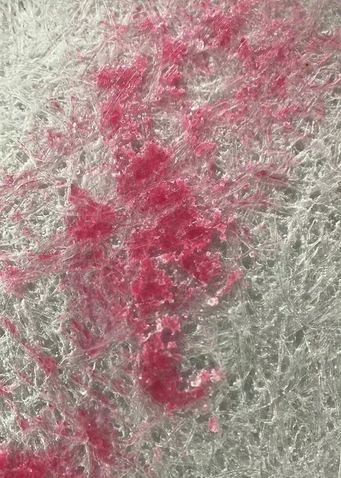 Sexy closeups of ordinary things - #16 Red Crayon Pigment Appears As Powdered Rocks Under 400x