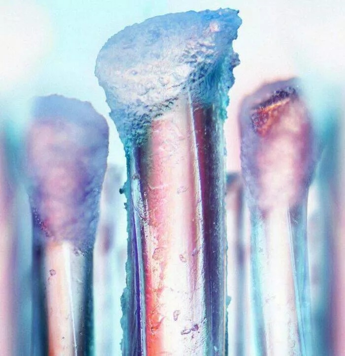 Sexy closeups of ordinary things - #17 Toothbrush Bristles Covered In Dried Paste Under The Lens