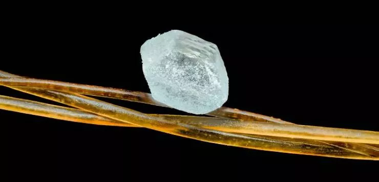Sexy closeups of ordinary things - #8 Sugar Crystal Sitting On A Tiny Braid Made Of Hair