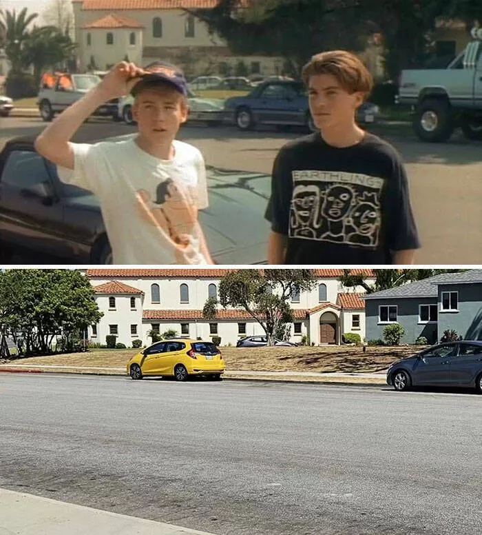 Avant et apres le voyage dun homme vers des lieux de films iconiques - #16 Beverly Hills 90210 (Pilot Episode)