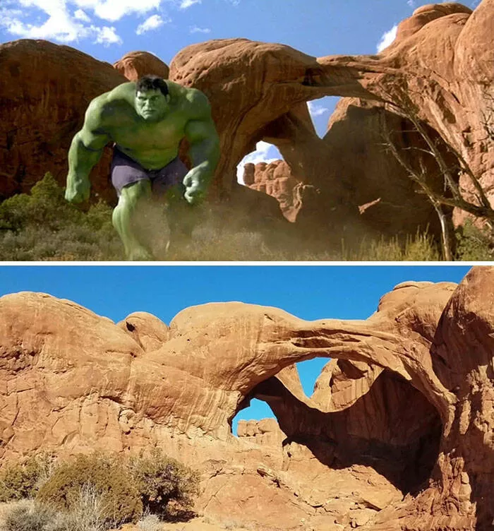 Avant et apres le voyage dun homme vers des lieux de films iconiques - #21 Hulk (2003)