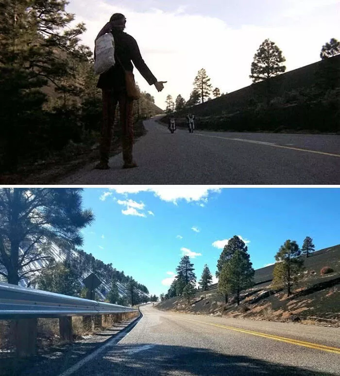Avant et apres le voyage dun homme vers des lieux de films iconiques - #27 Easy Rider