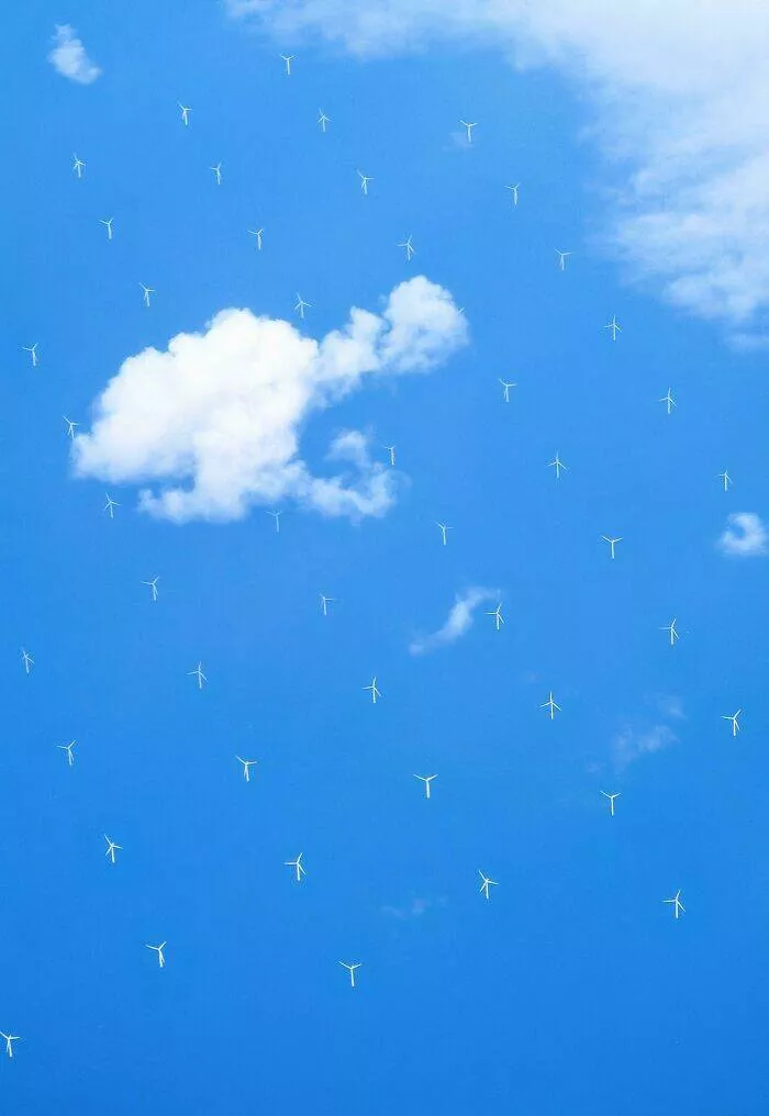 Vous nallez pas croire que ces 75 photos sont 100 reelles - #3 Éoliennes flottantes vues depuis un avion dans le ciel