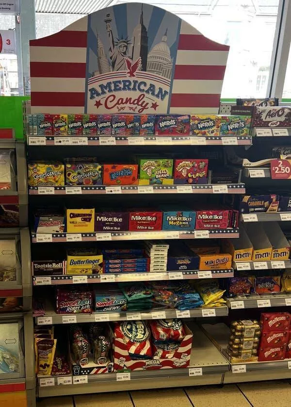Astonishing wonders truly unbelievable and captivating shots - #15 American Candy Aisle Inside UK Gas Station Displayed