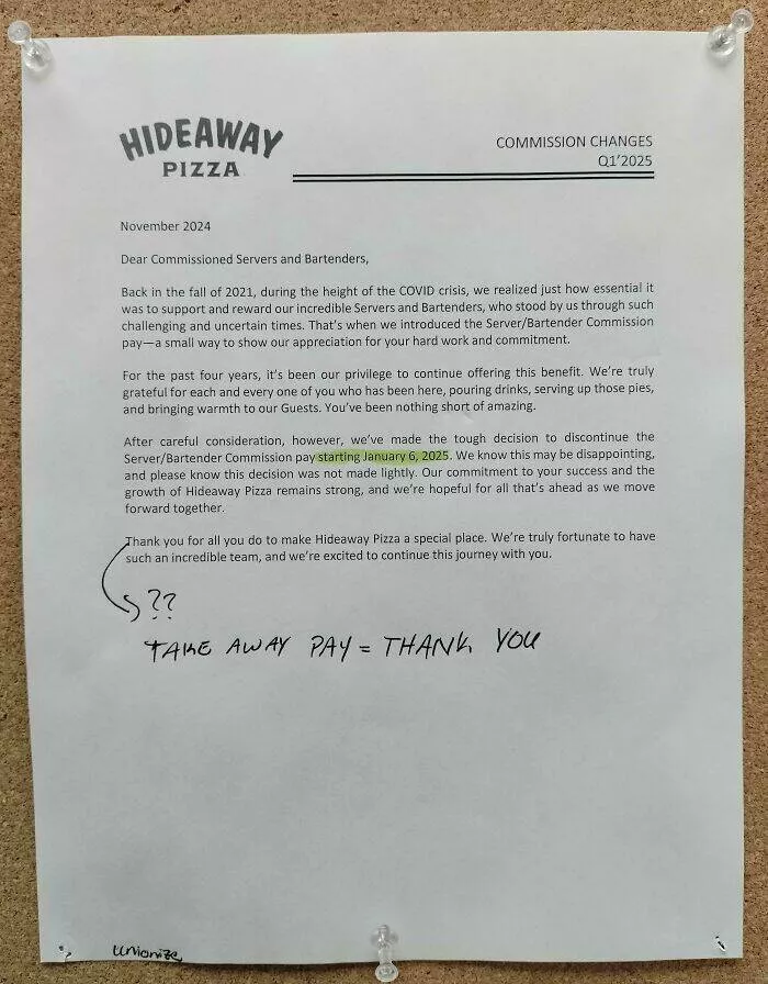 Toxic workplaces exposed through unbelievable photos - #32 Workplace “Thank You” Comes With A Pay Cut