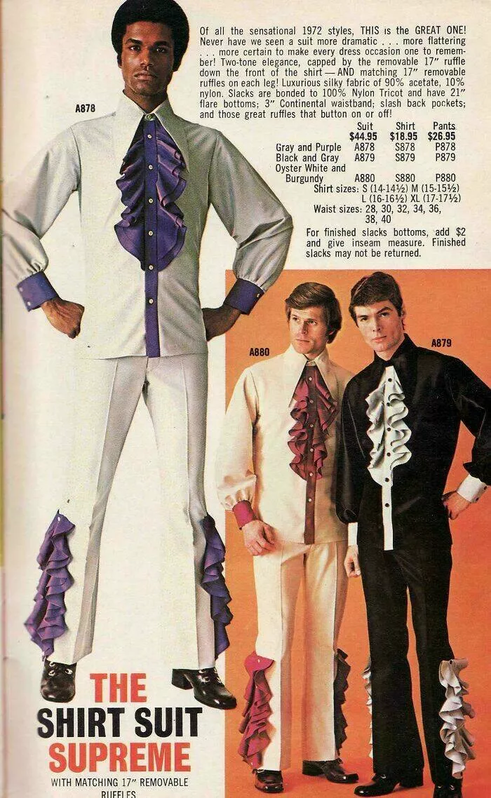Old school moments that didnt age well - #19 The Iconic Shirt Suit From 1972 Fashion Ads