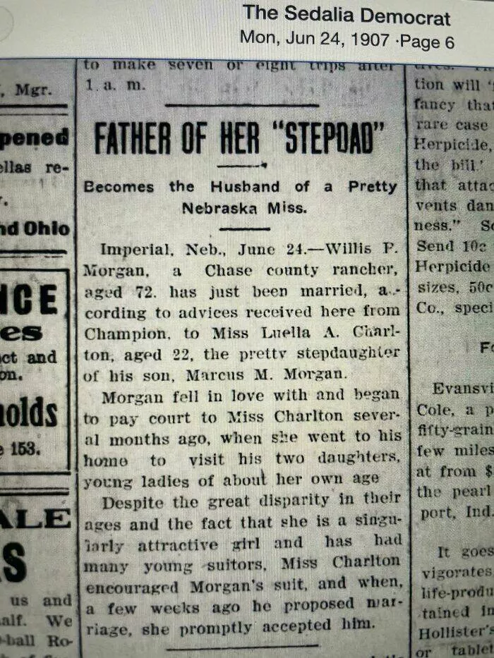 Old school moments that didnt age well - #24 Scandalous 1907 Wedding: 72‑Year‑Old Marries 22‑Year‑Old Step‑Granddaughter