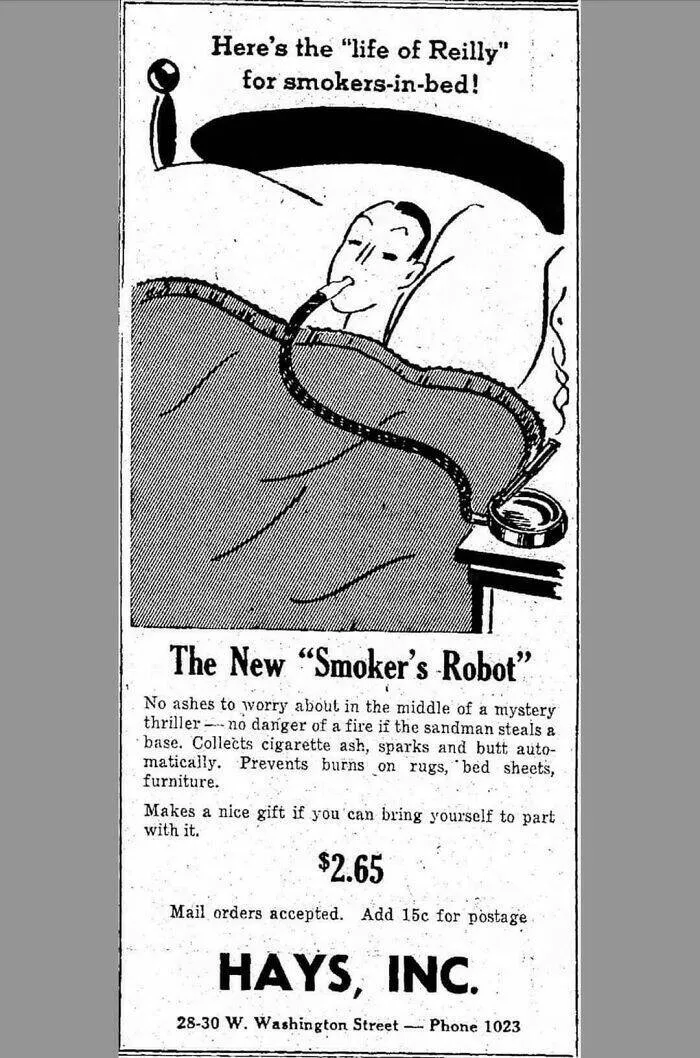 Old school moments that didnt age well - #25 Vintage Bedside Ashtray Ad Promotes Smoking In Bed
