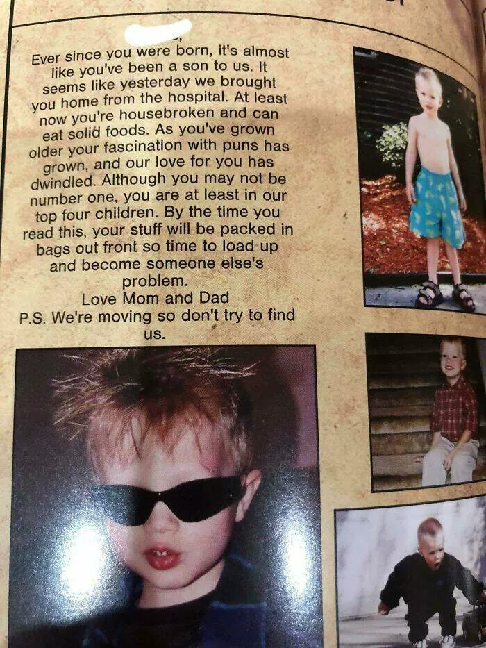 The internets still wild and wonderfully ridiculous - #16 My Yearbook Baby Ad Was Created By My Dad… You Can Tell