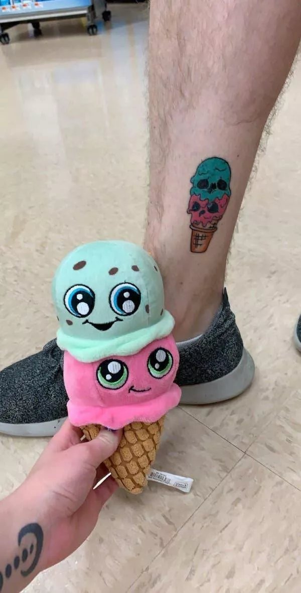 Strange real life coincidences you wont believe - #9 Dog Toy Perfectly Matches Husband’s Arm Tattoo