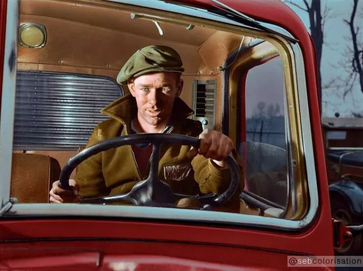 History brought back to life in vivid color - #19 Driver At 1943 Baltimore Trucking Hub—A Glimpse Into Transport History