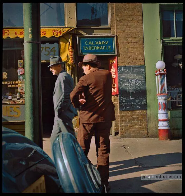 Le passe reprend vie en couleurs eclatantes - #23 Quartier pauvre de San Francisco en 1937, capté par Dorothea Lange