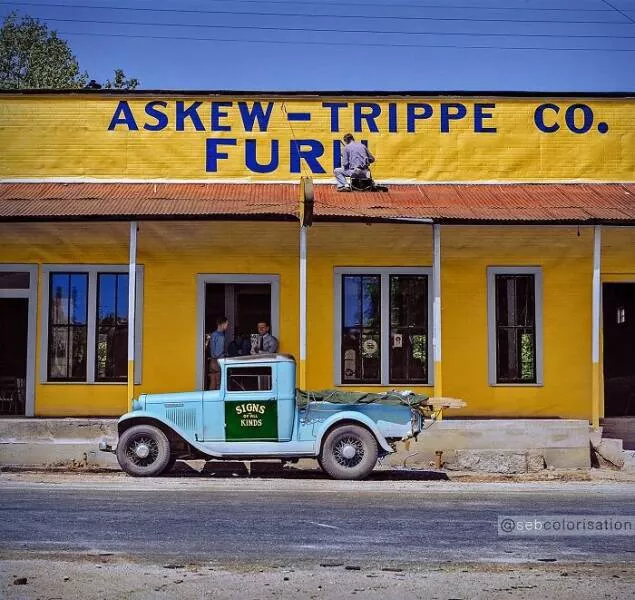 Le passe reprend vie en couleurs eclatantes - #35 Épicerie rurale à Franklin, Géorgie, photo de 1941