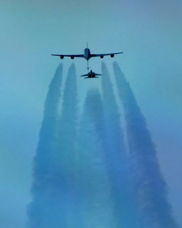 In flight refueling flawless timing above the clouds - #40 