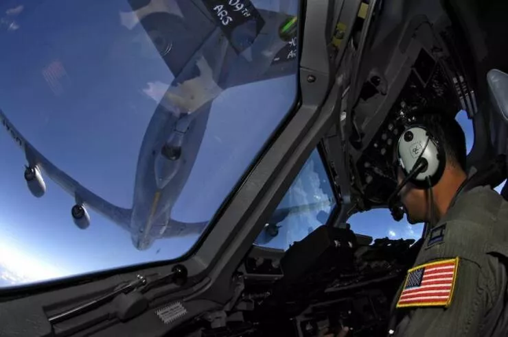 In flight refueling flawless timing above the clouds - #41 