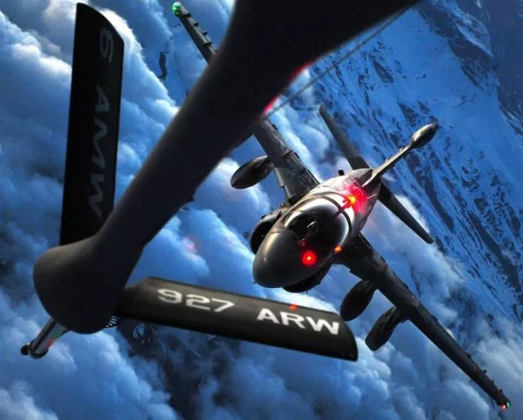 In flight refueling flawless timing above the clouds - #59 