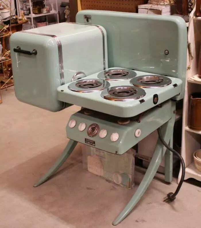 Vintage items that were all the rage back then - #10 1930s Compact Jadeite Enamel Electric Stove and Oven
