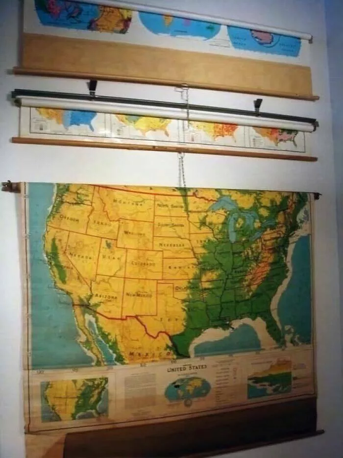 Vintage items that were all the rage back then - #16 Old Classroom Pull-Down Wall Maps from the Past