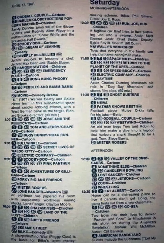 Objets retro qui faisaient fureur a lepoque - #35 Guide TV Du Samedi Matin De 1976 Rempli De Dessins Animés