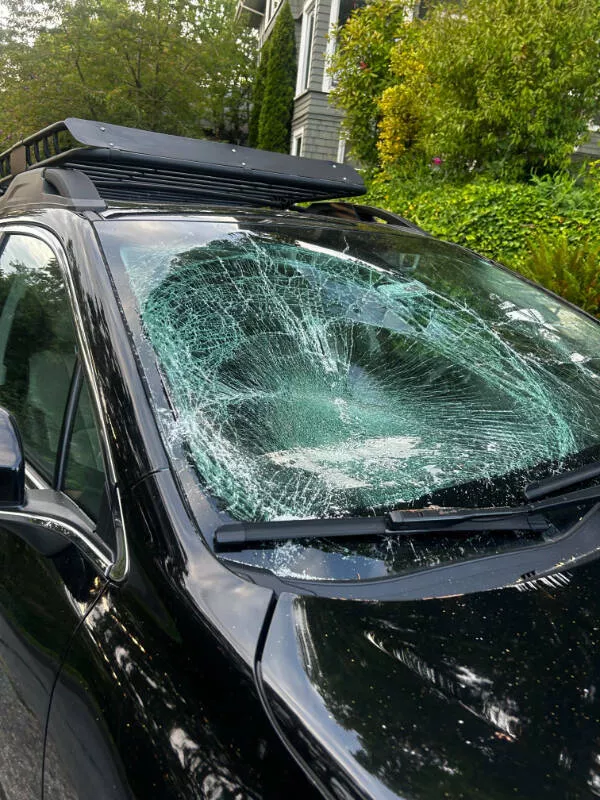 One of those days captured in photos - #4 Someone Threw a Manhole Cover at My Windshield