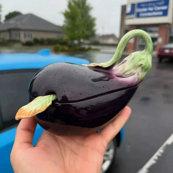 Unexpected treasures from thrift shops - #16 Mini Eggplant Gravy Boat Added to My Collection