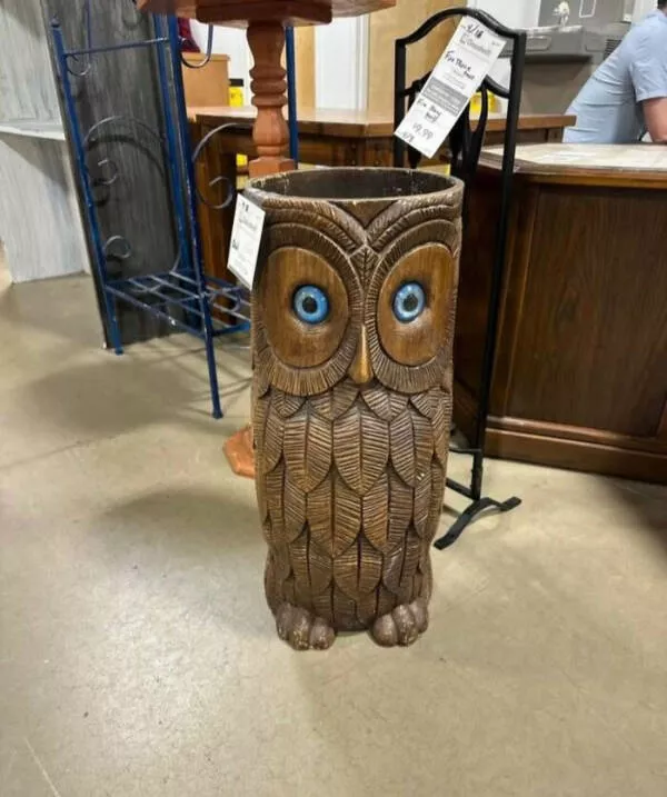 Unexpected treasures from thrift shops - #24 Retro Owl Umbrella Stand Worth Every Penny