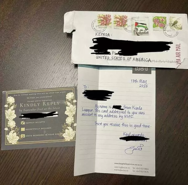 Intriguing photos with amazing stories - #28 Wedding Invitation Went from Local Post to Malaysia and Back via a Stranger