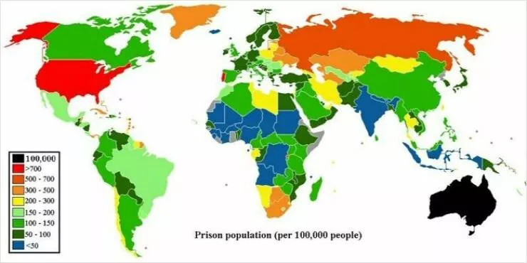 Cartes hilarantes et totalement inutiles - #26 Taux D’Incarcération Pour 100 000 Habitants Dans Le Monde Cartes hilarantes et totalement inutiles - #26 Taux D’Incarcération Pour 100 000 Habitants Dans Le Monde