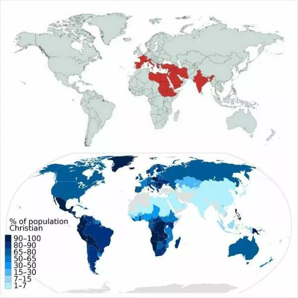 Ridiculously useless maps youll love anyway - #27 Biblical Nations vs. Modern Christian Population Share Ridiculously useless maps youll love anyway - #27 Biblical Nations vs. Modern Christian Population Share