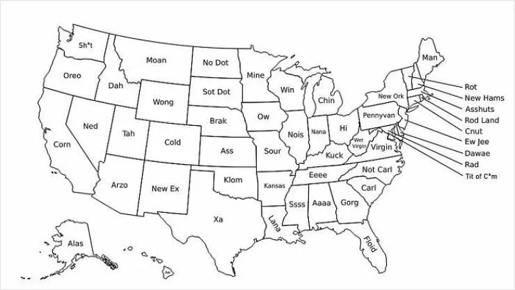 Ridiculously useless maps youll love anyway - #38 U.S. Map With Letter Gaps Just For Fun Ridiculously useless maps youll love anyway - #38 U.S. Map With Letter Gaps Just For Fun