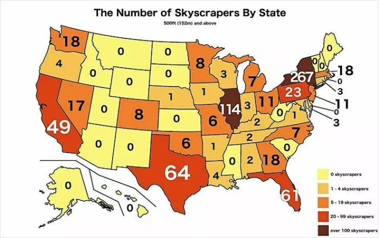 Ridiculously useless maps youll love anyway - #45 U.S. States Ranked By Number Of Skyscrapers Ridiculously useless maps youll love anyway - #45 U.S. States Ranked By Number Of Skyscrapers