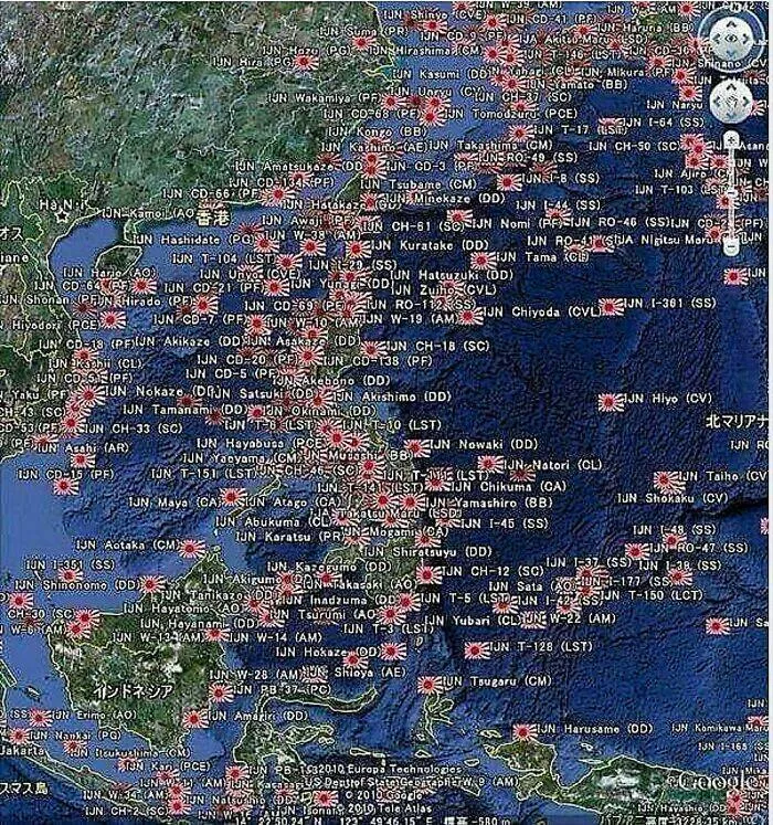Cartes hilarantes et totalement inutiles - #7 Répartition Des Épaves Japonaises De La Seconde Guerre Mondiale