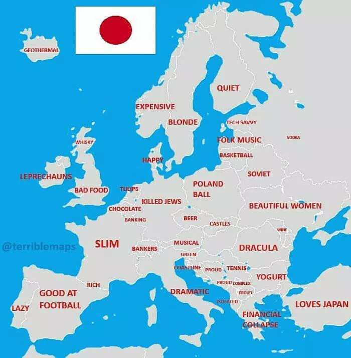 Ridiculously useless maps youll love anyway - #8 How Japan Imagines European Countries in Stereotypes