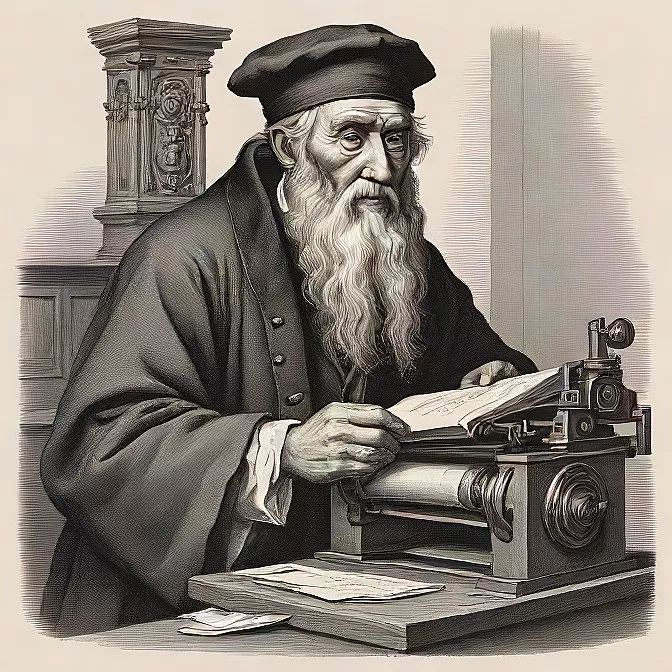 The invention of the printing press revolutionizing knowledge dissemination