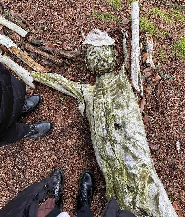 Creepy discoveries found deep in the woods - #26 A Wooden Sculpture Found Deep in the Wilderness