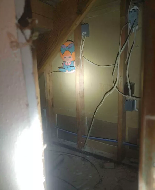 Work the neverending sequel - #20 I’m a plumber. Had to open a customer’s wall for work and found this.