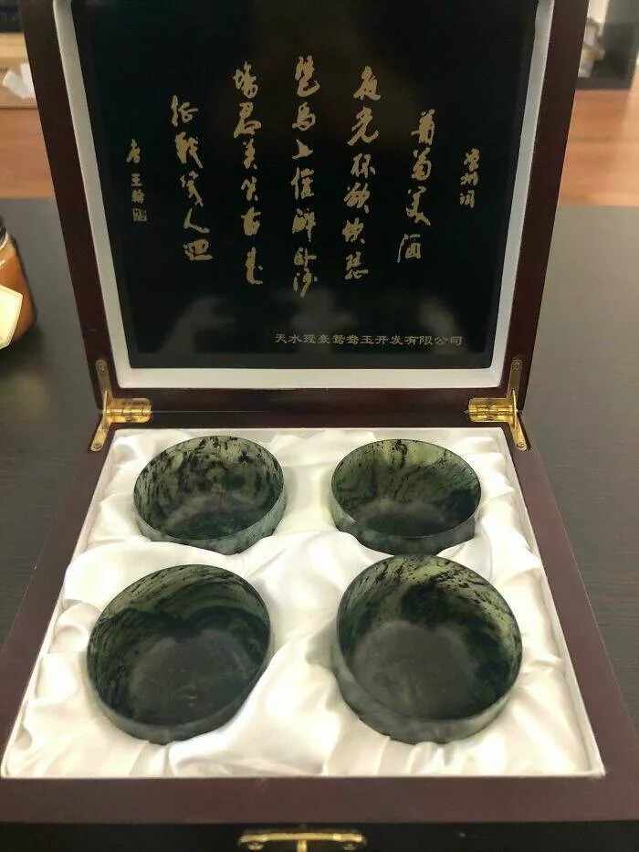 Against all odds stories of incredible fortune - #19 Picked these up from a thrift store for $10 a while back because we liked the set. Turns out they’re actually authentic jade