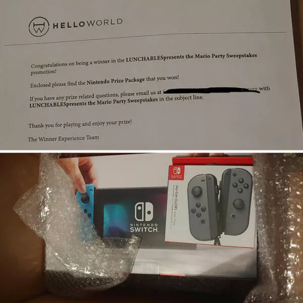 Against all odds stories of incredible fortune - #29 Won a Nintendo Switch from a Lunchables sweepstakes — it arrived today! Never won anything like this before