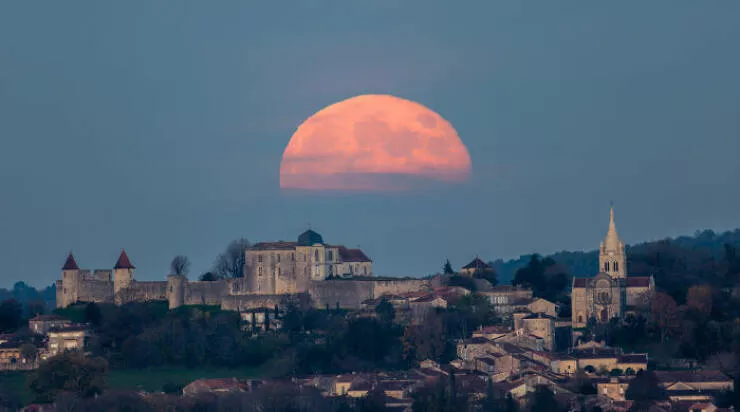 Spectacular space photography that captures distant galaxies - #29 Golden Moonrise Over a French Village