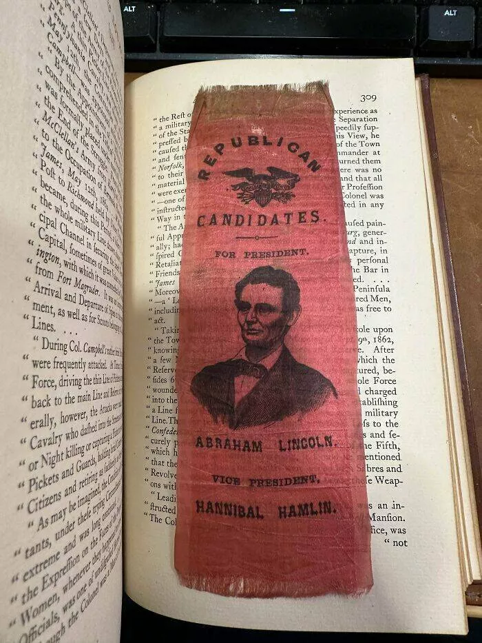 Rare retro finds that finally get the attention they deserve - #30 Discovered A Lincoln Campaign Ribbon Inside An Old Book At An Antique Store Rare retro finds that finally get the attention they deserve - #30 Discovered A Lincoln Campaign Ribbon Inside An Old Book At An Antique Store