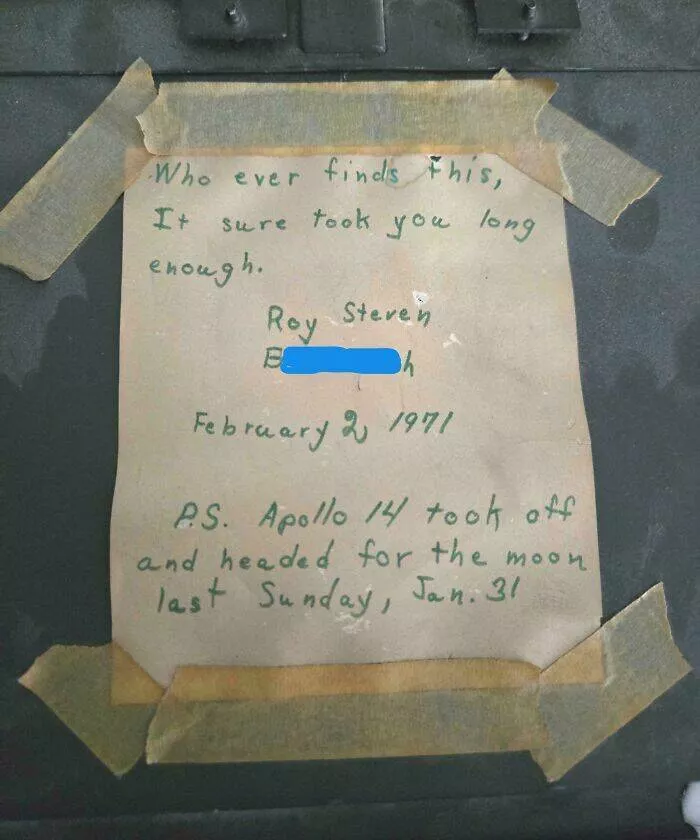Unusual finds unearthed inside forgotten houses - #14 Found a note from 54 years ago taped inside a heating duct at a friend’s house—talk about delayed delivery!