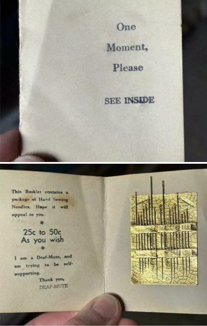 Unusual finds unearthed inside forgotten houses - #29 While helping a neighbor clean, I discovered a tiny old booklet filled with sewing needles—a glimpse into the past.