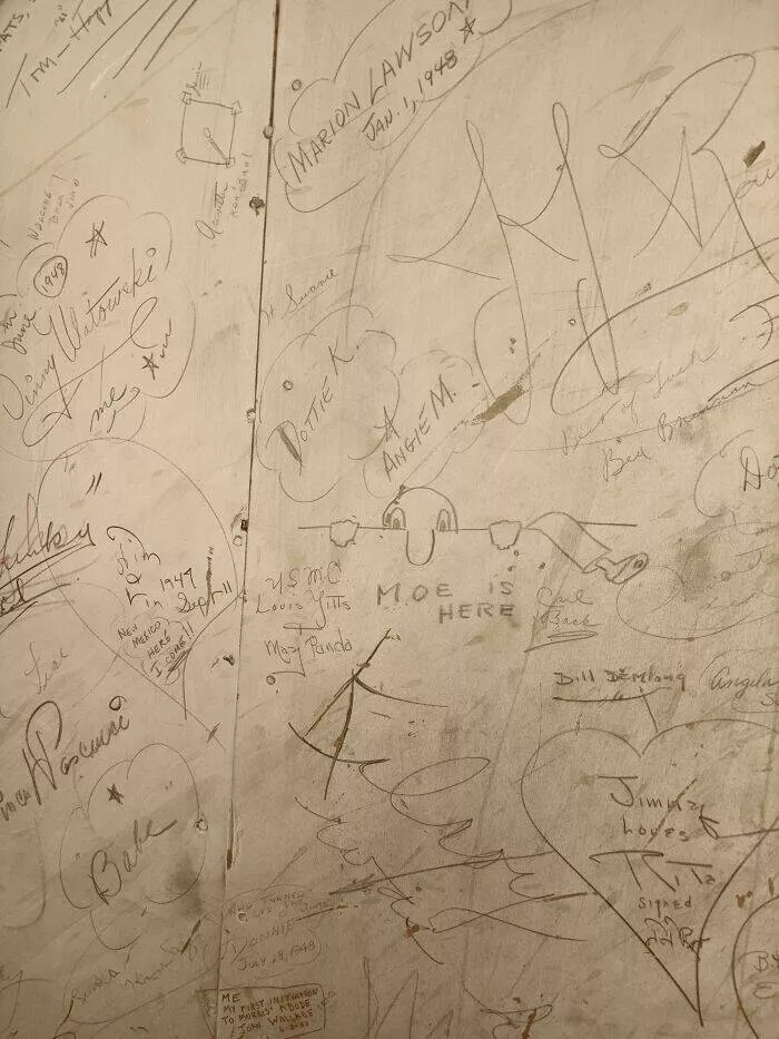 Unusual finds unearthed inside forgotten houses - #35 Discovered party guest signatures from the 1940s scribbled on the basement wall of our century-old home—instant nostalgia.